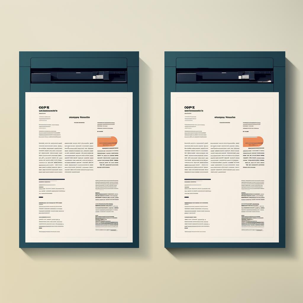 Comparison of two document designs showing different ink usage